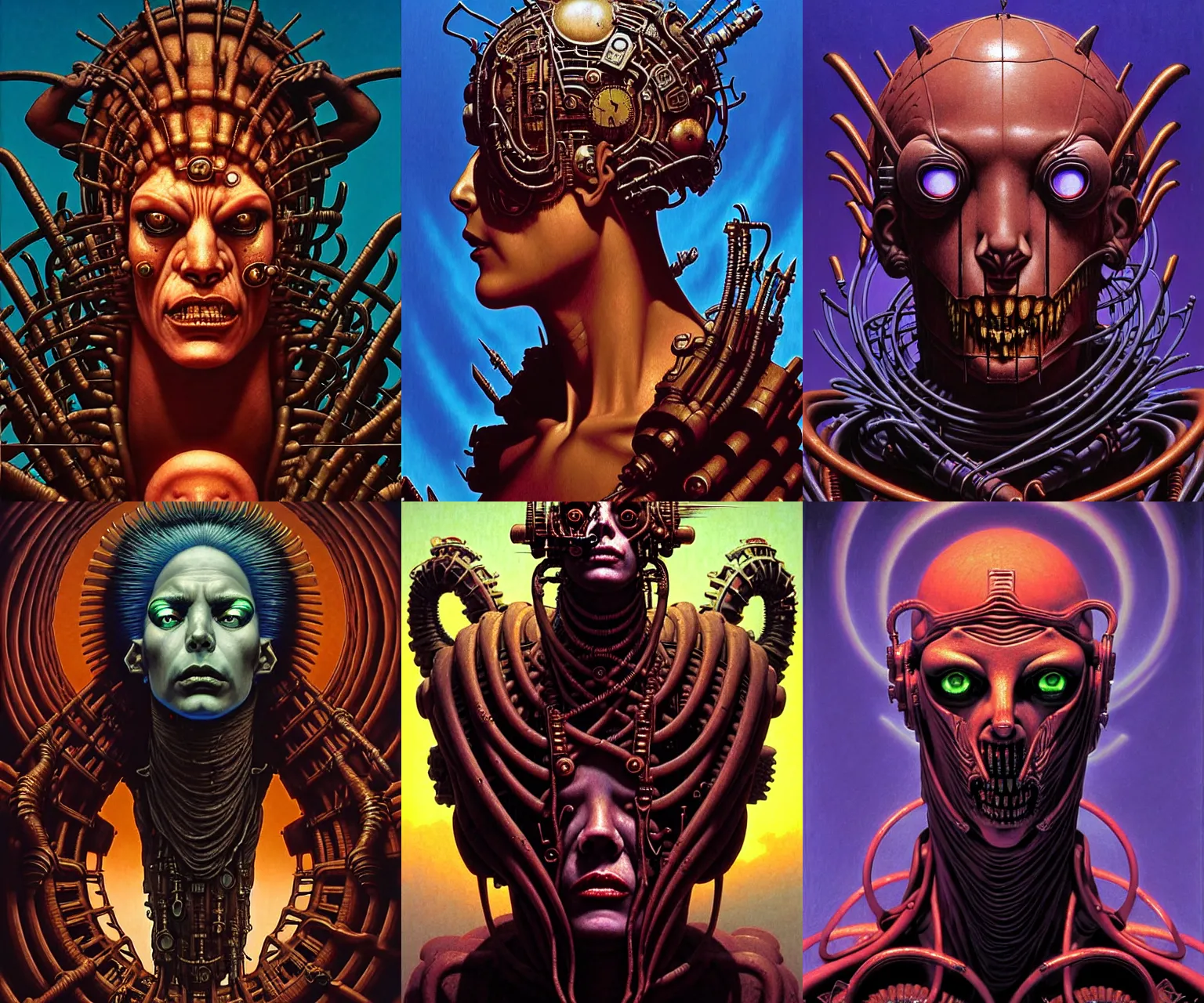 Prompt: a cinematic masterpiece bust portrait of a colossal gothic blockchain crypto-punk cyberpunk steampunk demon goddess of greed, grief, sorrow and despair, head and upper body only, by Wayne Barlowe, by Tim Hildebrandt, by Bruce Pennington, by Zdzisław Beksiński, by Paul Lehr, by Antonio Canova, by Caravaggio, by by Jacques-Louis David, oil on canvas, masterpiece, trending on artstation, featured on pixiv, cinematic composition, astrophotography, dramatic pose, beautiful lighting, sharp, details, details, details, hyper-detailed, no frames, HD, HDR, 4K, 8K