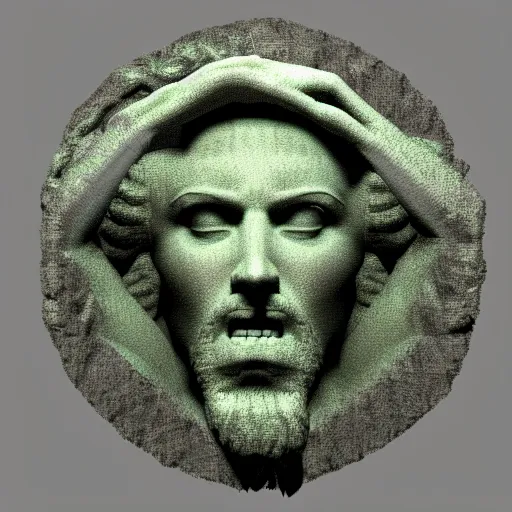 Prompt: a neon ring around a 3 d render of the statue of david, in the style of michelangelo