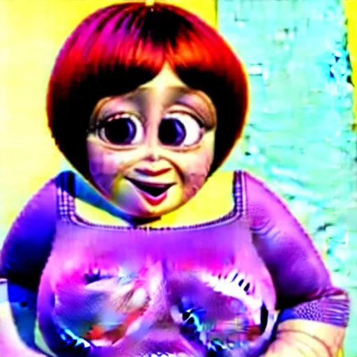 Image similar to pixar character transgender woman with down syndrome