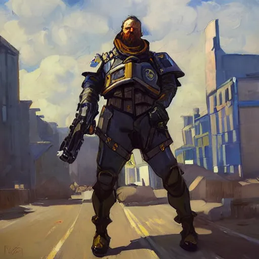 Image similar to greg manchess portrait painting of armored van gogh as overwatch character, medium shot, asymmetrical, profile picture, organic painting, sunny day, matte painting, bold shapes, hard edges, street art, trending on artstation, by huang guangjian, gil elvgren, ruan jia, randy vargas, greg rutkowski