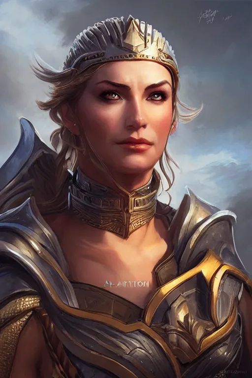 Image similar to amazon valkyrie athena, d & d, fantasy, portrait, highly detailed, headshot, digital painting, trending on artstation, concept art, sharp focus, illustration, art by artgerm and greg rutkowski and magali villeneuve