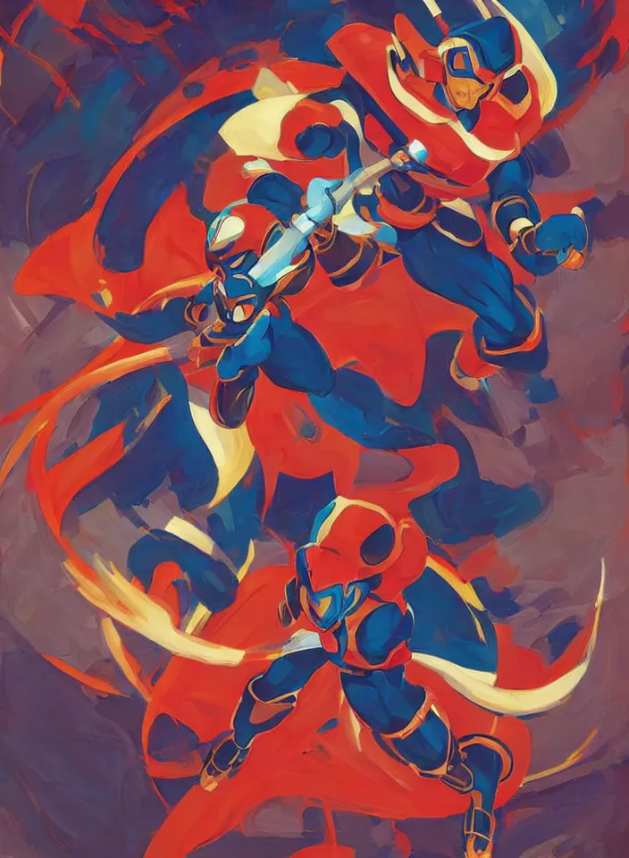 Image similar to orientalist painting of a ninja megaman x zero, in the style of syd mead, jeremy cowart, by greg tocchini, by james gilleard, by joe fenton