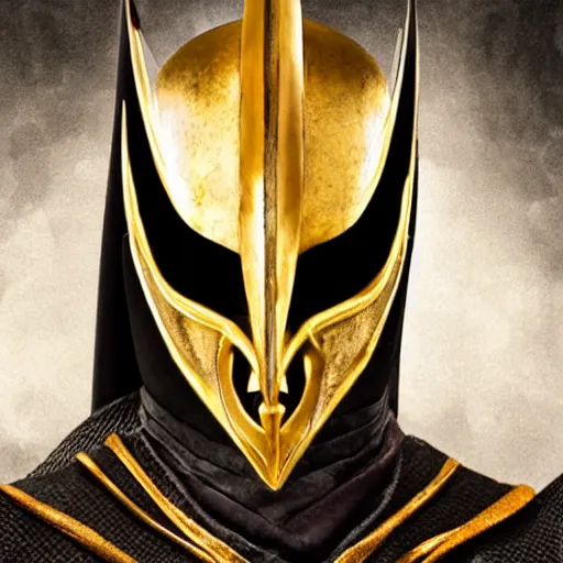 Image similar to face of an armored villian, sauron, evil, dark, mask, Black Mask