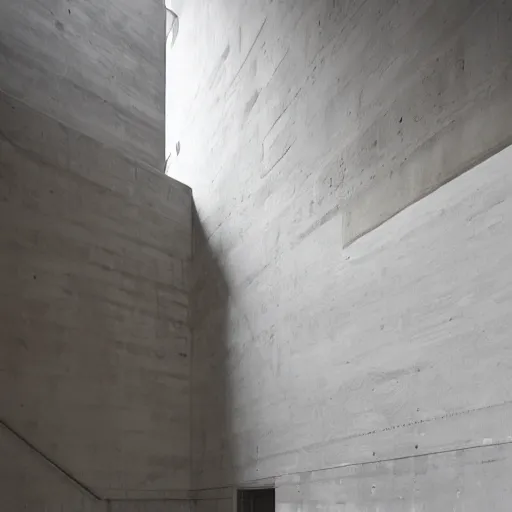 Image similar to vertical liminal space, stucco walls, brutalist, shiny floors, minimalist, stunning, 50 foot drop