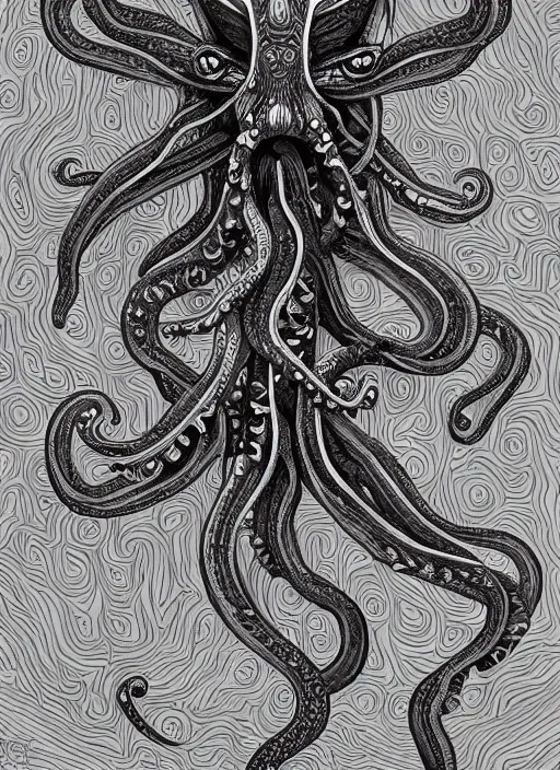 Image similar to hyper realistic photography of intricate deep sea medusa squid hybrid cinematic, symmetric detailed,