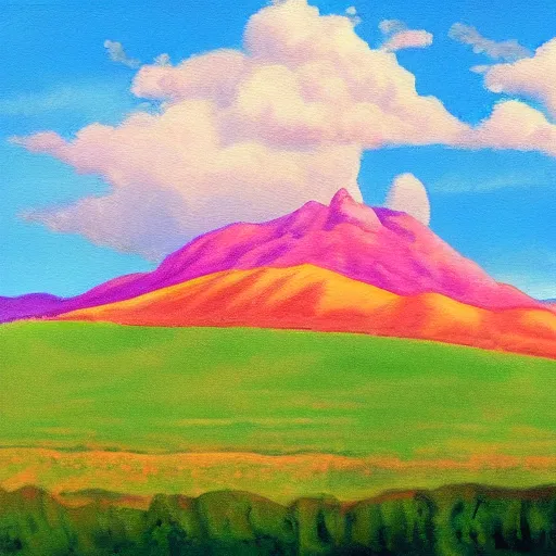 Prompt: realistic painting of candy mountain