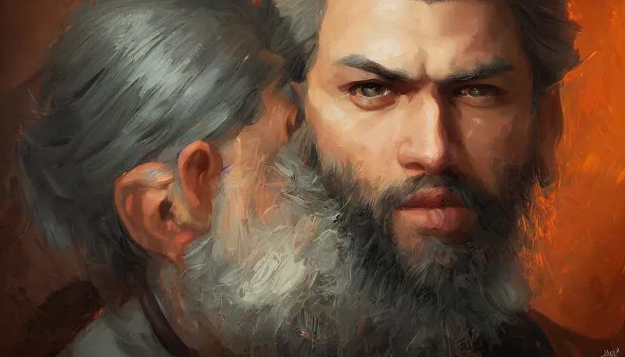 Prompt: portrait of auronplay, oil painting by jama jurabaev, brush hard, artstation, for aaa game, high quality, brush stroke