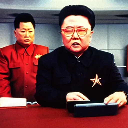 Image similar to A still of Kim Jong Il in Star Trek, colour photo