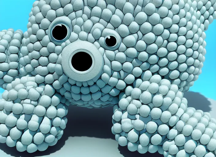 Image similar to tardigrade virtual pet, cute cgi render, made of simple spheres and cylinders, vintage computer graphics