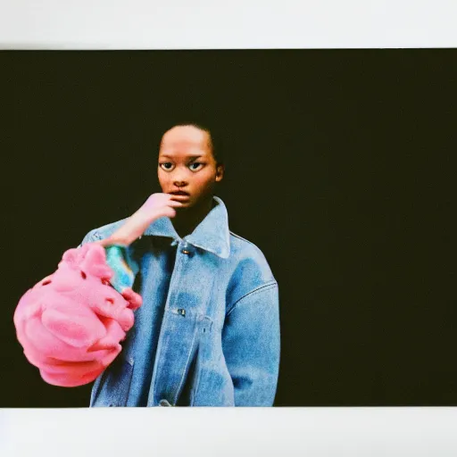 Image similar to realistic photoshooting for a new comme des garcons lookbook, color film photography, close up, photo of a woman, photo in style of tyler mitchell, 3 5 mm,