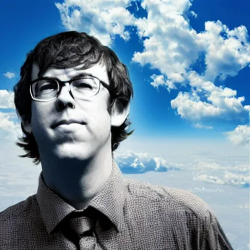 Image similar to clouds shaped like ben folds. blue sky, apophenia