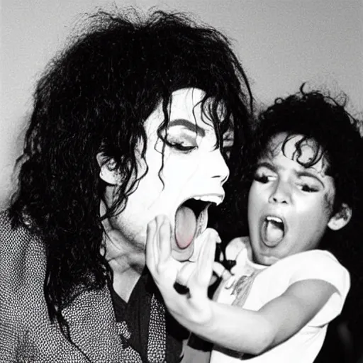 Image similar to michael jackson screaming and yelling at child