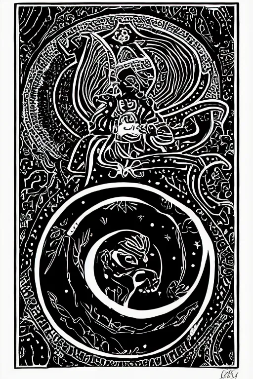 Image similar to black and white illustration, creative design, talisman token for strength