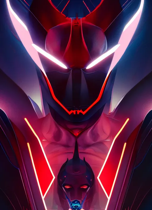 Image similar to symmetry!! portrait of batman beyond, sci - fi, tech wear, glowing lights!! intricate, elegant, highly detailed, digital painting, artstation, concept art, smooth, sharp focus, illustration, art by artgerm and greg rutkowski and alphonse mucha