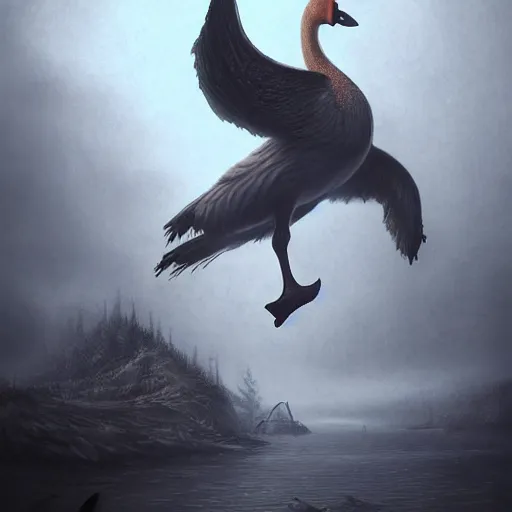 Prompt: a horror art of goose, very scary goose, horror art, matte painting, fantasy art, volumetric lighting, realistic shaded, junji ito, colorful, scary, horror