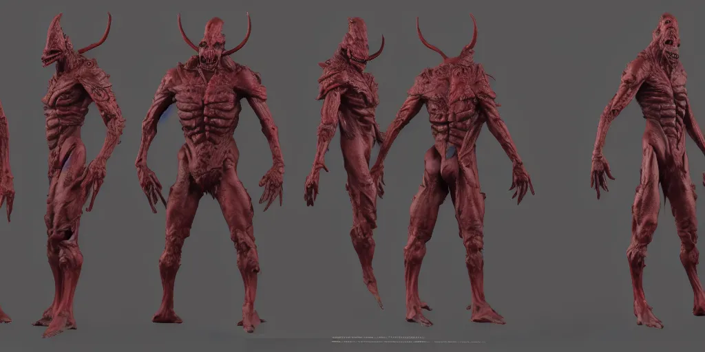 Image similar to character sheet of violator ( todd mcfarlane spawn ). 3 d render, trending on artstation, unreal engine 5, 8 k resolution