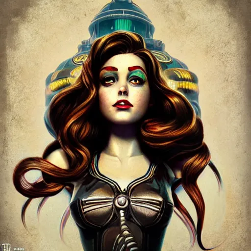 Image similar to BioShock mermaid portrait, Pixar style, by Tristan Eaton Stanley Artgerm and Tom Bagshaw.