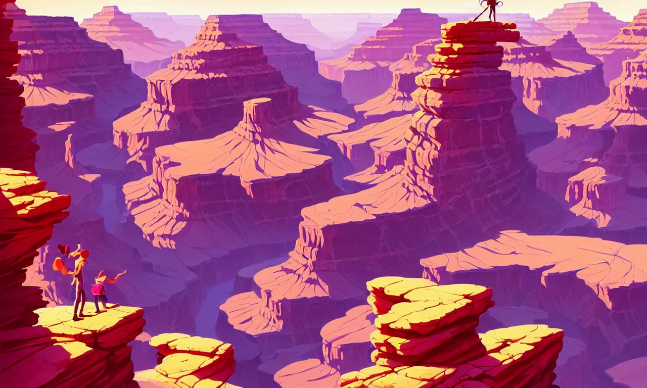 Prompt: beautiful grand canyon, vector art behance hd by Jesper Ejsing, by RHADS, Makoto Shinkai and Lois van baarle, ilya kuvshinov, rossdraws global illumination