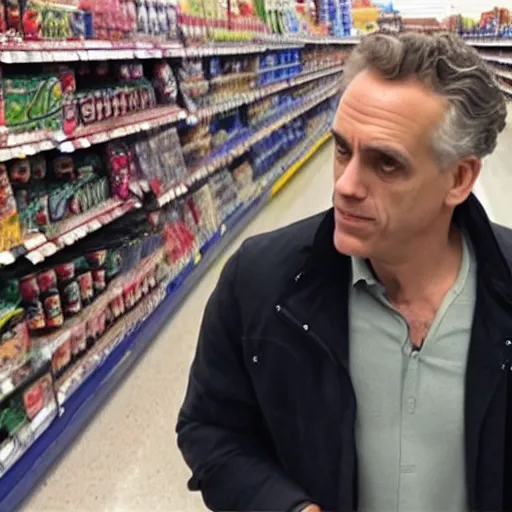 Image similar to jordan peterson crying in walmart