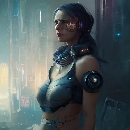 Prompt: a beautiful portrait of a cyberpunk goddess by greg rutkowski and raymond swanland, trending on artstation, ultra realistic digital art