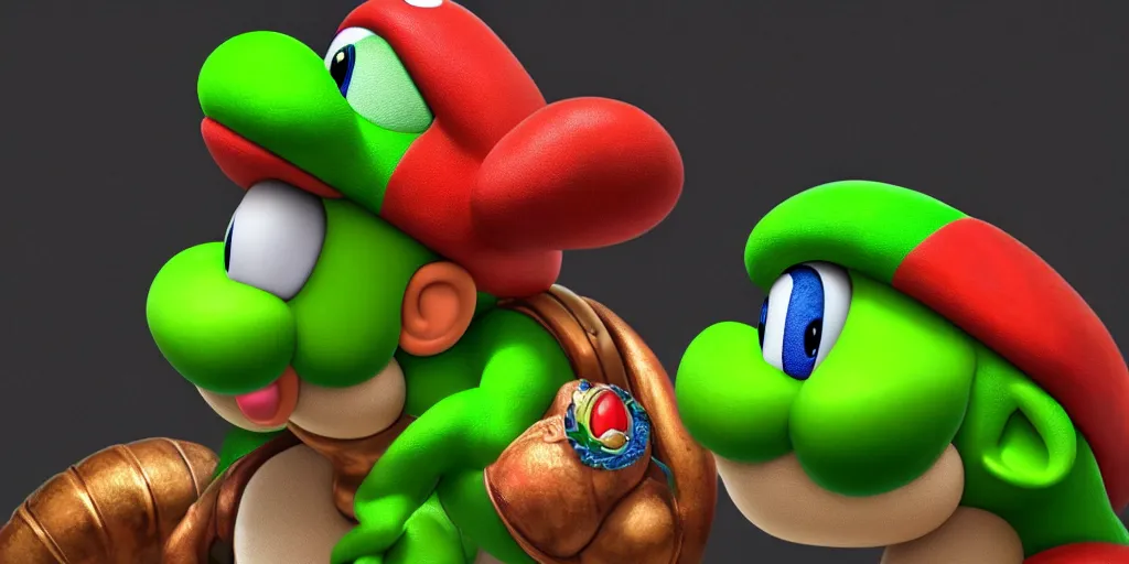 Image similar to a portrait of yoshi from super mario as tutankhamun, photorealistic, 8 k, highly detailed