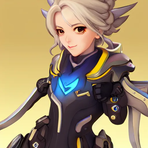 Image similar to portrait of mercy from overwatch, anime fantasy illustration by tomoyuki yamasaki, kyoto studio, madhouse, ufotable, trending on artstation