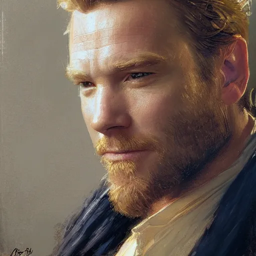 Prompt: portrait of ewan mcgregor, highly detailed painting by gaston bussiere, craig mullins, j. c. leyendecker 8 k