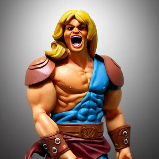 Prompt: screaming heman doll statue by remington - n 4