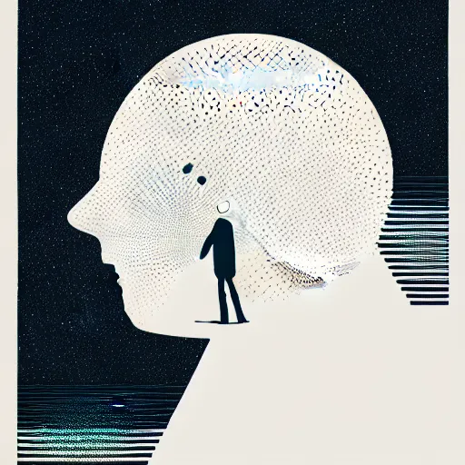 Image similar to a wandering mind, logo without text, simple by victo ngai, kilian eng and jake parker, simple white background