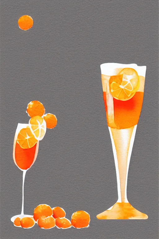 Hand Drawn Vector Illustration Of Spritz Cocktail In Glass With