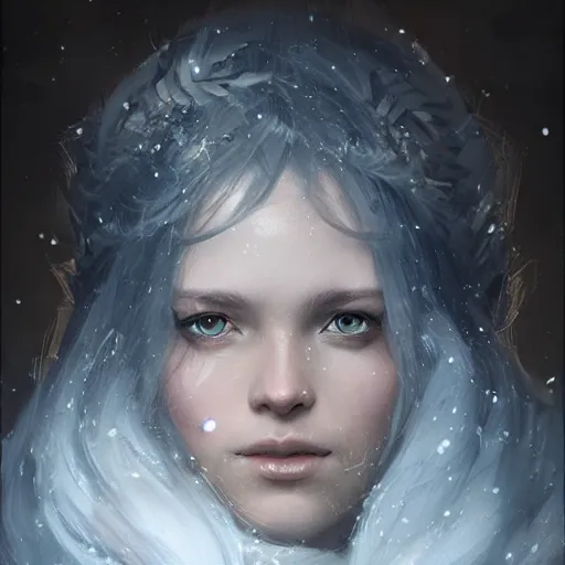 Prompt: a beautiful portrait of an winter goddess with ice hair by Greg Rutkowski and Raymond Swanland, Trending on Artstation, ultra realistic digital art