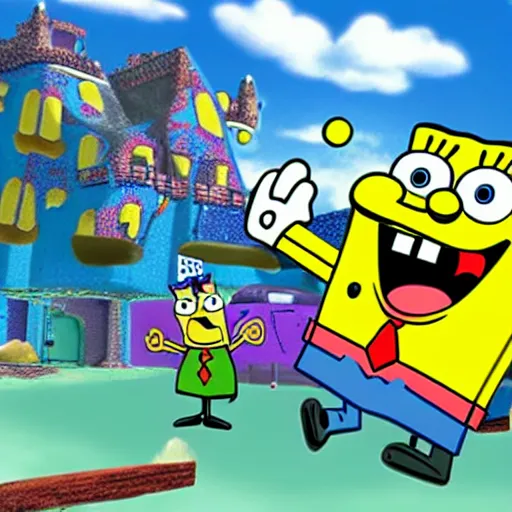 Image similar to spongebob squarepants n 6 4 first person shooter game - h 9 6 0