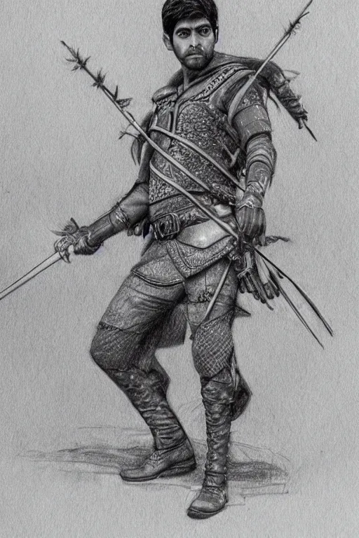 Image similar to intricate pencil sketch of rishi sunak as robin hood but robbing the poor to give to the rich, 8 k octane beautifully detailed render