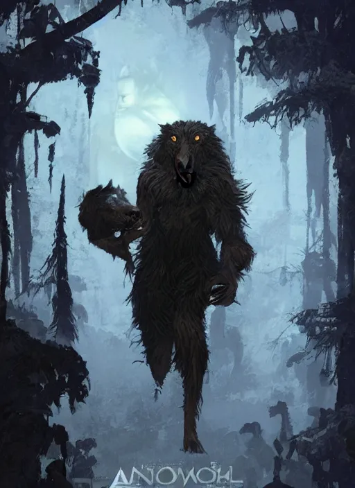 Image similar to poster for an animation film called the anthropomorphic werewolf woman, 8 k, hd, art by craig mullins