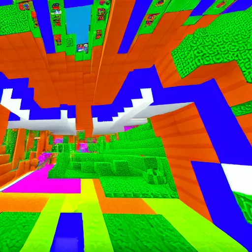 Image similar to psychedelic Minecraft world