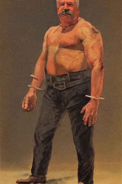 Image similar to Vernon. Old west circus strongman. concept art by James Gurney.