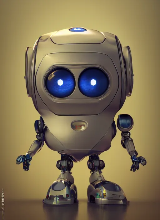 Prompt: full shot,a painting of cute robot toy with big eyes,Ford, Henry Justice,trending on artstation,3d octane render,High detail