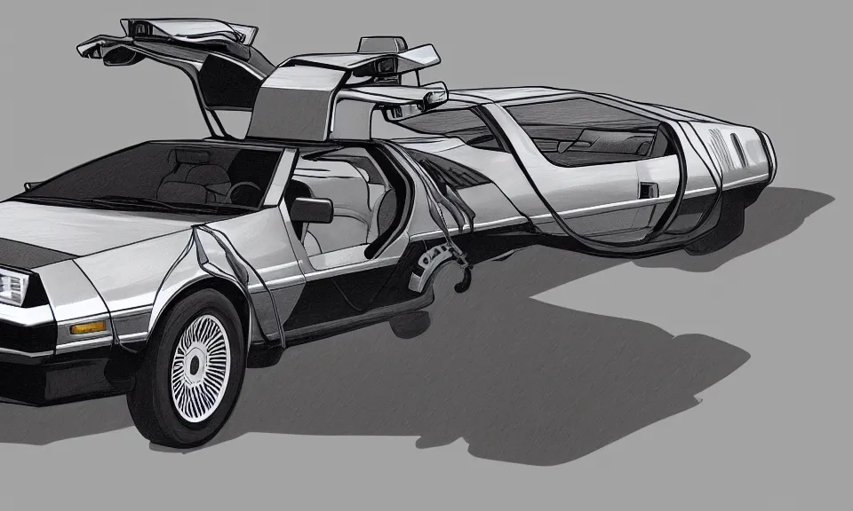 Image similar to delorean, digital art