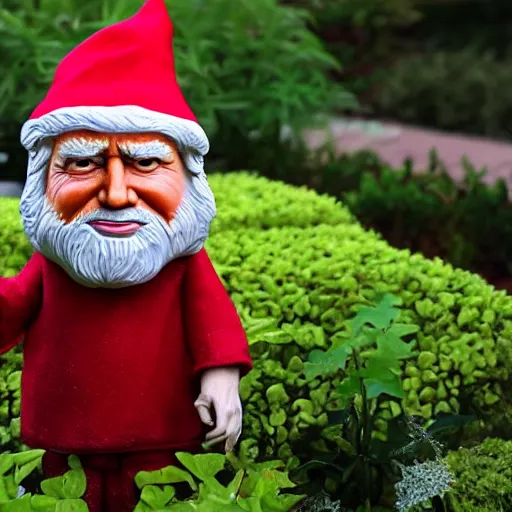 Prompt: Breathtaking photorealistic picture of Donald Trump as a garden gnome