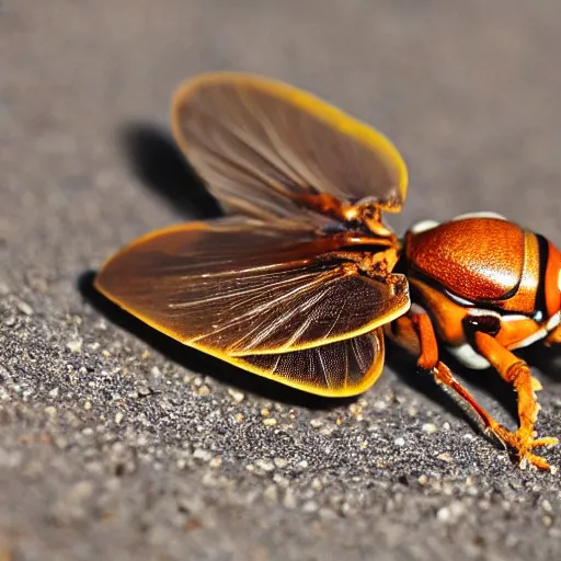 Prompt: a cute cicada holding a heart, hd photo, daylight