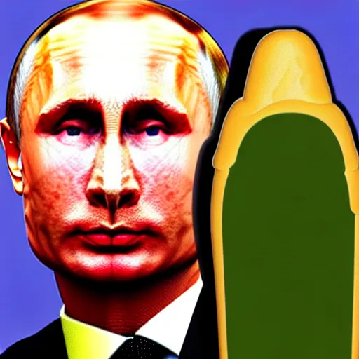 Image similar to uhd photorealistic putin dressed as a submarine sandwich