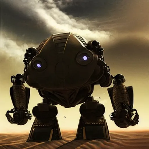 Image similar to giant arthropod robot, sci fi, dune style, denis villeneuve