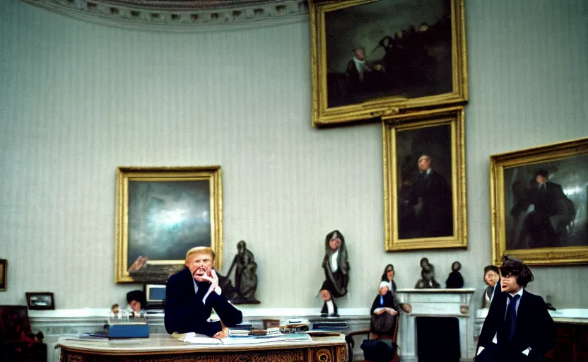 Prompt: cinestill 5 0 d candid photographic portrait by helen levitt of a dolphin being president in the oval office moody emotional cinematic, white pale concrete city, dust storm, 8 k, hd, high resolution, 3 5 mm, f / 3 2, ultra realistic faces, ex machina