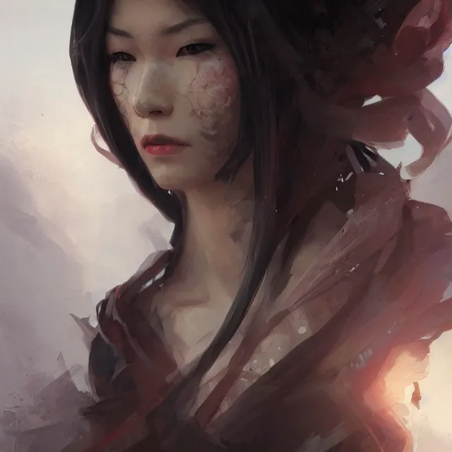 Image similar to beautiful women with oriental faces, character portrait, sharp, digital matte painting, by greg rutkowski, trending on artstation