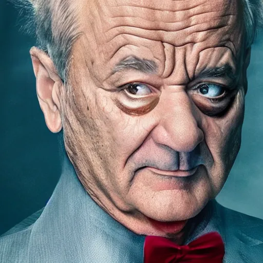 Prompt: stunning portrait photograph of Bill Murray as a supervillain by the genius photographer of our era, 8K HDR hyperrealism