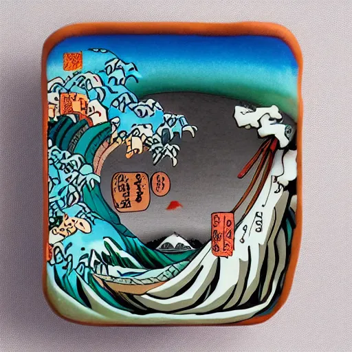 Image similar to claymation, 3 d clay sculpture, made of clay, ukiyo - e sculpture, colorful, inspired by hokusai