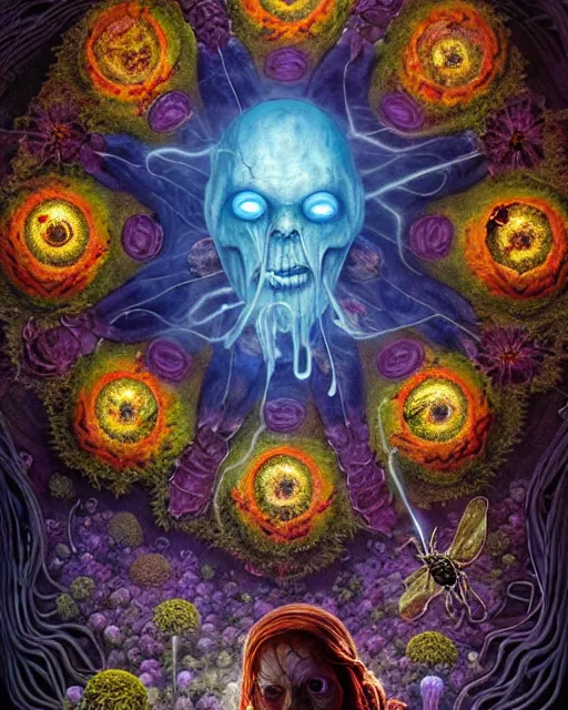 Image similar to the platonic ideal of flowers, rotting, insects and praying of cletus kasady carnage thanos dementor doctor manhattan chtulu mandelbulb mandala ponyo bioshock davinci heavy rain, d & d, fantasy, ego death, decay, dmt, psilocybin, art by greg rutkowski and steve mccurry and giuseppe arcimboldo