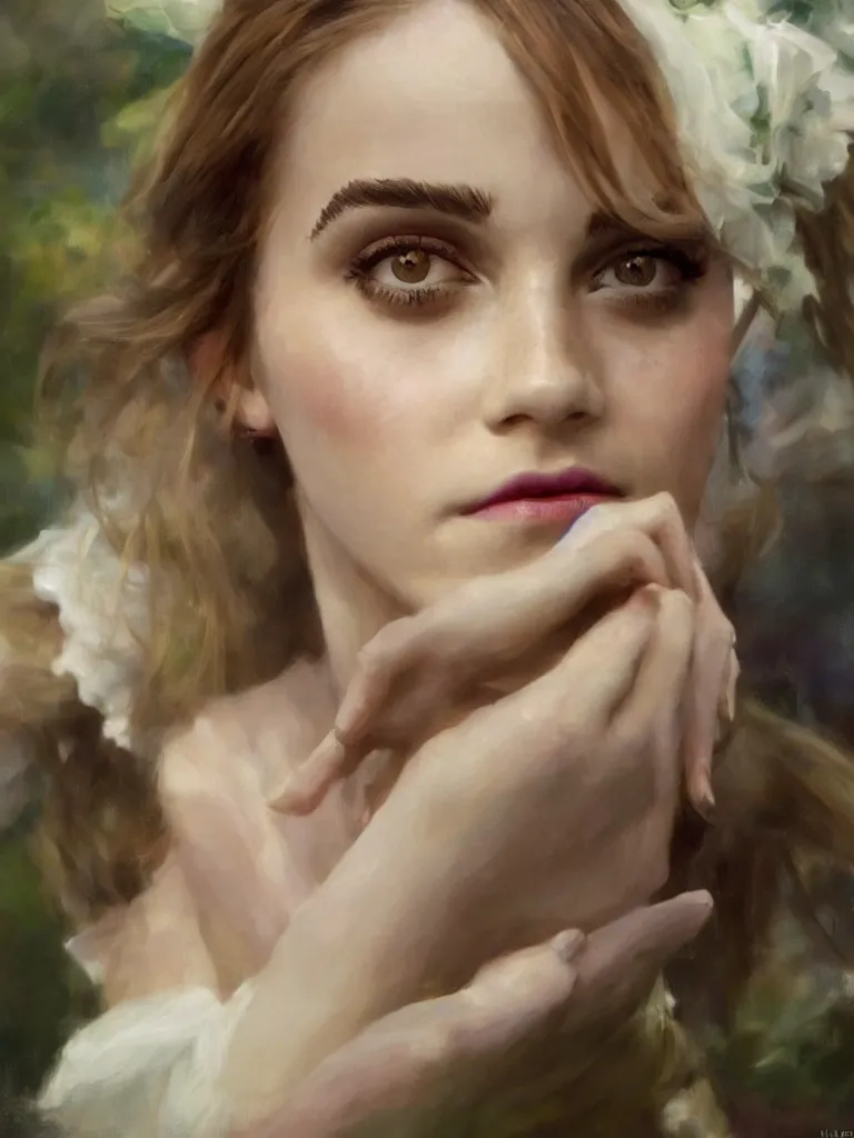 Image similar to close up of emma watson in alice in wonderland, cinematographic shot, by vladimir volegov and alexander averin and delphin enjolras and daniel f. gerhartz