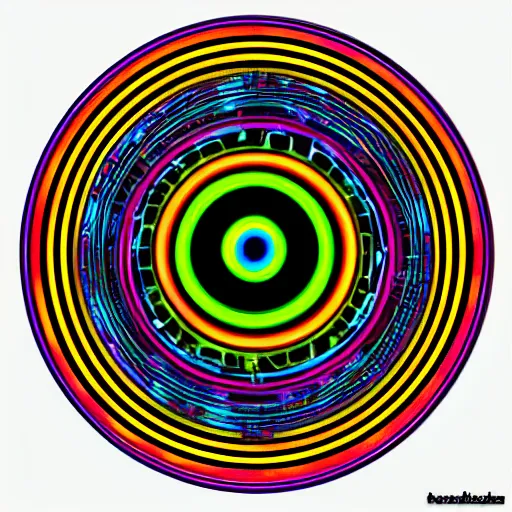 Image similar to cyberpunk neon colored blackhole mandala eye art