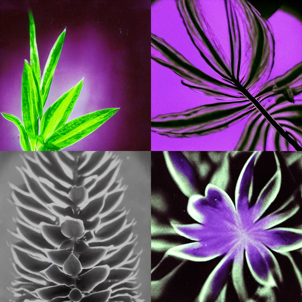 Prompt: an ultra-violet photograph of a plant